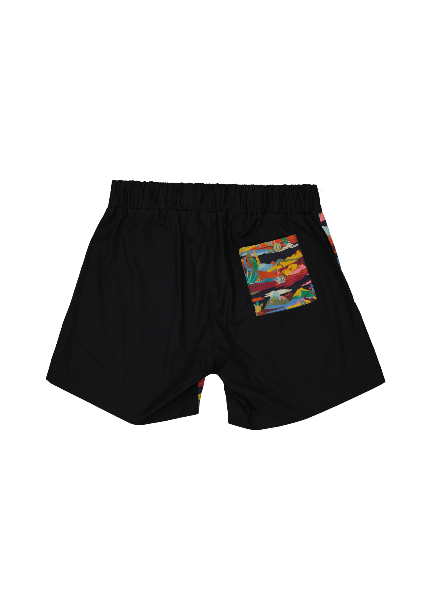 MARJ summer short multicolored printed and black sustainable fabrics ethical made in France