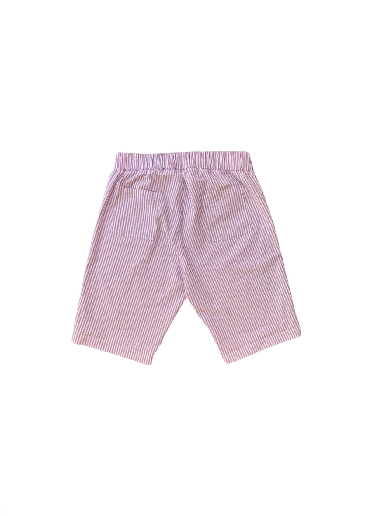 Lavender & White Seersucker Long Shorts