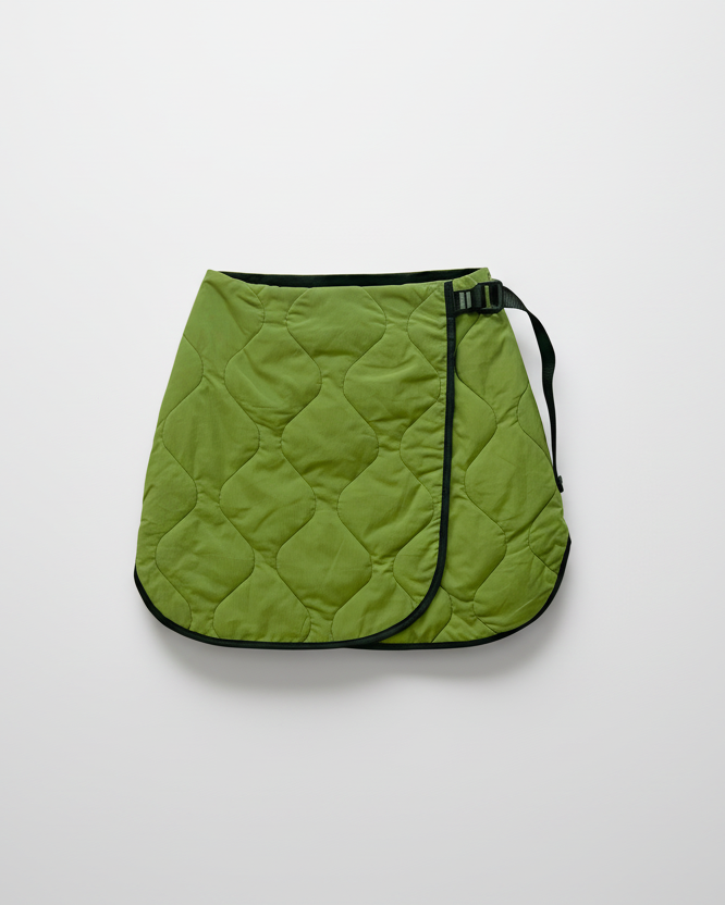 Green quilted sustainable short skirt  MARJ made in Marseille