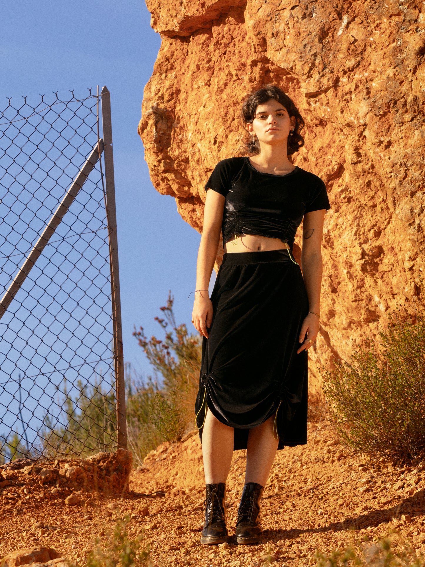 Jupe froncée en velours