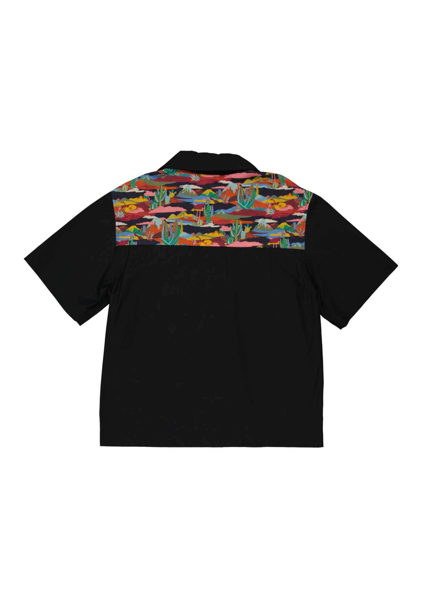 MARJ sustainable streetwear summer shirt in black and psyche print