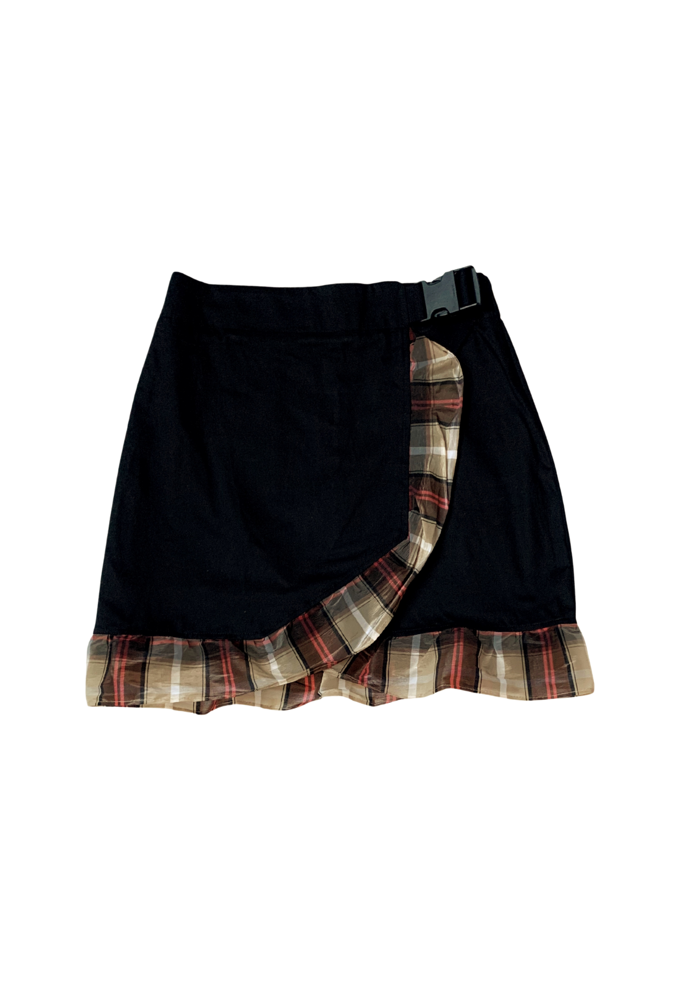 upcycling deadstock tartan ruffles mini skirt made in FranceMARJ