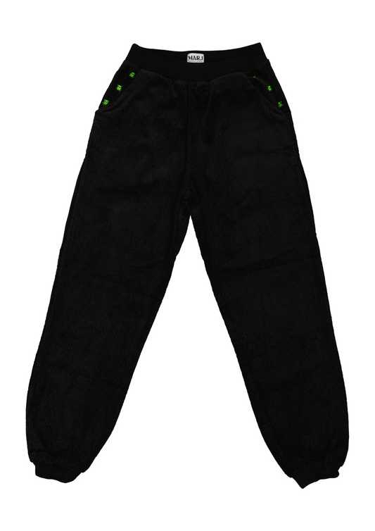 Pantalon jogging en velours côtelé noir
