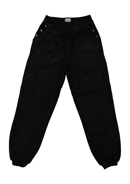 Beetles Black Corduroy Sweatpants