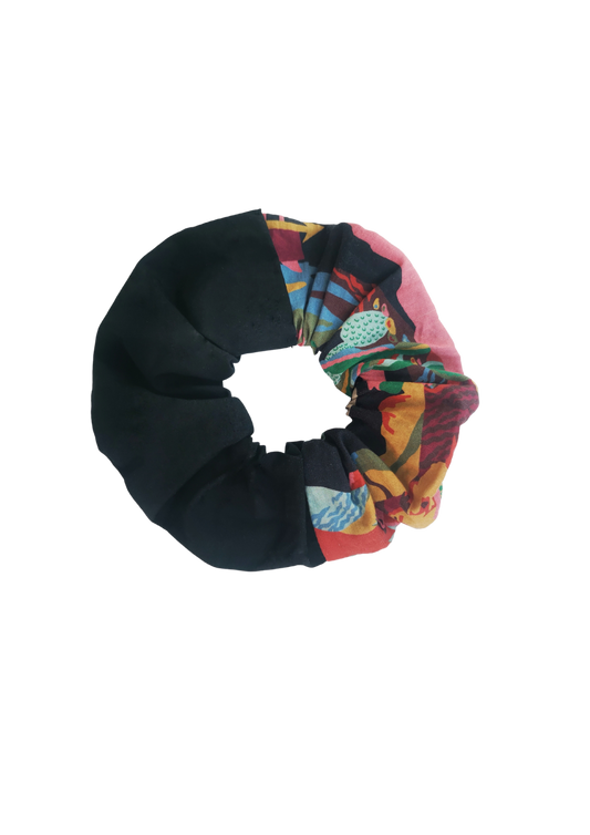 Cactus  Volcanos Printed Bicolor Scrunchie zero waste sustainable upcycling