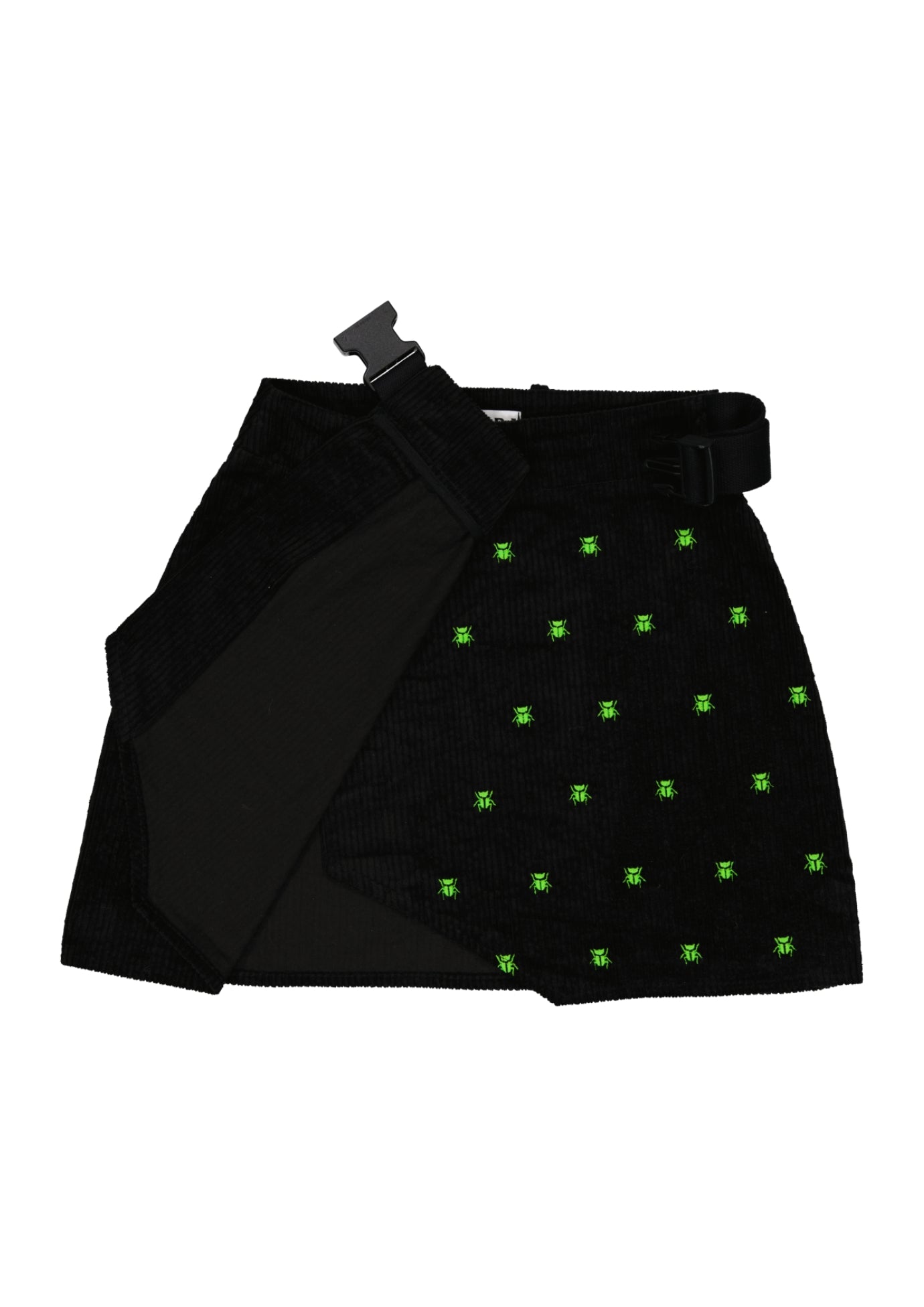 MARJ corduroy beetle skirt black neon green