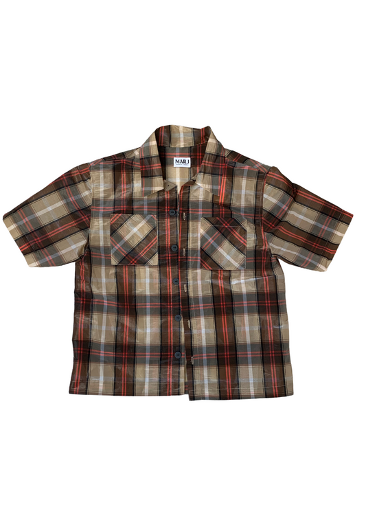 MARJ sustainable fashion streetwear tartan taffeta shirt
