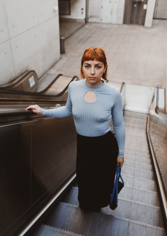 Ice Blue Ribbed Top MARJ